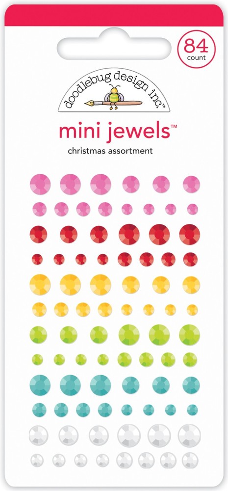 Crafts Doodlebug Mini Jewels Gems Bling Christmas Assortment Red Pink Blue White