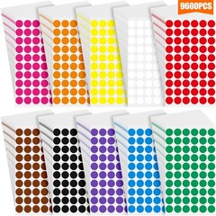 Epakh 9600 Pieces 1/2 Inch Round Color Circle Dot Sticker Labels 10 Assorted …