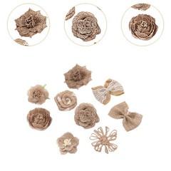 9Pcs Jute Bows Embellishments Bowknot Handmade Material Charms Rustic for