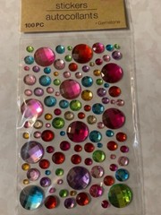 ADHESIVE GEMSTONES MULTI-COLOR MULTI-SIZE GEMSTONES 100PCS