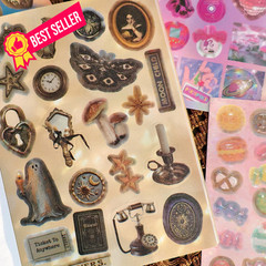 Bomichi Cute Sticker Book 60 Sheets 1500 Plus Count Cat & Heavy Metal 2 in 1