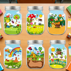 Insects Stickers Crafts Bulk, 24PCS DIY Craft Jar Stickers for Spring/Summer Act