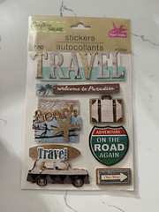 Crafter’s Square Dimensional 7PC Glitter Travel Paper Crafts Beach On The Road