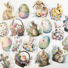 Easter Stickers Pack 100 Pcs, Easter Eggs Bunny Rabbit Stickers for Kids Adults,