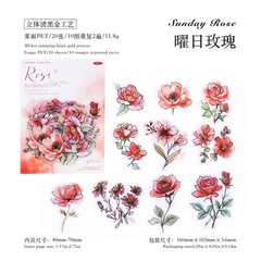 20Pcs Flowers Bloom PET Stickers Journaling Album Card Scrapbooking Collage Art