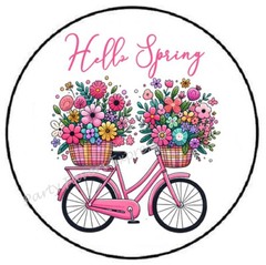 HELLO SPRING BICYCLE WITH FLOWERS ENVELOPE SEALS LABELS STICKERS PARTY FAVORS