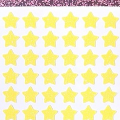 Yellow Glitter Star Sticker Sheet! – 1/4″ to 3 inch – Cute & Sparkly!