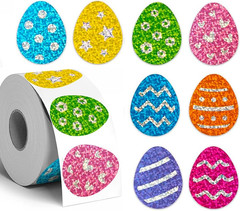 500 Pcs 1.2In Easter Egg Stickers – Waterproof Self-Adhesive Decor 8 Colors