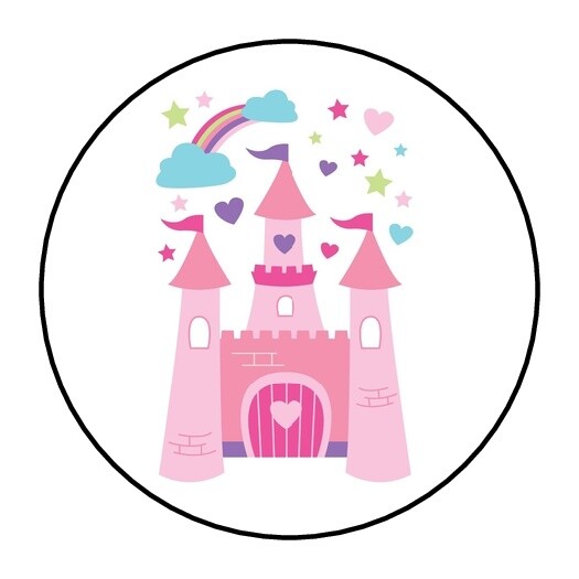 30 PRINCESS CASTLE ENVELOPE SEALS LABELS STICKERS 1.5″ ROUND