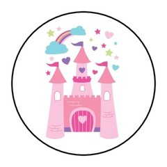 30 PRINCESS CASTLE ENVELOPE SEALS LABELS STICKERS 1.5″ ROUND