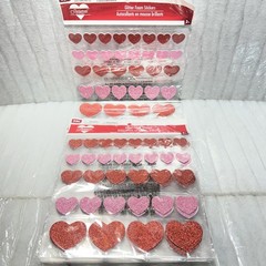 16 Packs of 32 Heart Glitter Foam Stickers Red & Pink 512 Total Stickers