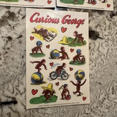 Vintage Forget Me Not Stickers American Greetings Curious George NWOT 3 Sheets