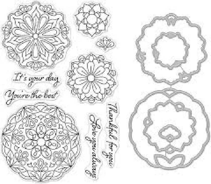 HERO ARTS – ACRYLIC STAMPS N CUTTING DIES – FLORAL MANDALA BUNDLE