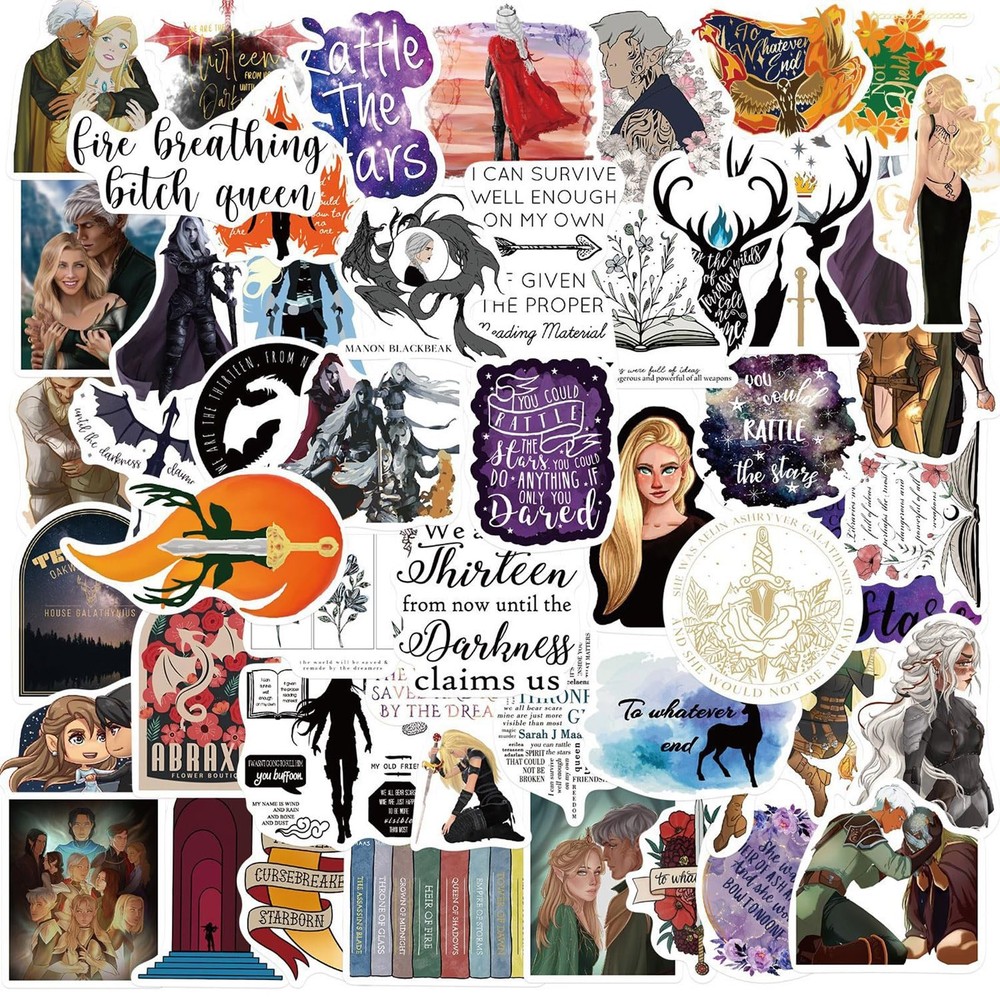 50pcs Throne of Glass Stickers for Teens Travel Case,Bookish Kindle Vinyl Sti…
