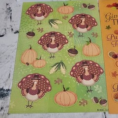 Thanksgiving Scrapbooking Stickers Lot Of 4 Turkeys Words Phrases AGC Hallmark