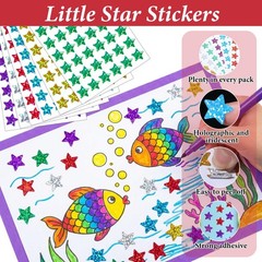 30 PCS Small Stars Stickers, 6 Colors Holographic Glitter Stickers for Kids R…