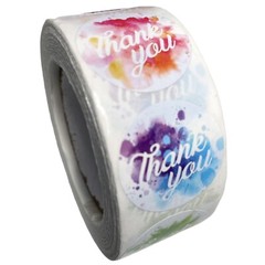 NEW W Stickers 1″ Thank You 500ct Rainbow (8 Designs) Labels