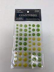 Enamel Dot Gem Stickers 5 Packs Green Enamel Gemstones Bling Embellishment