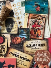 #731 -125+pcs WITCH W/ BROOM PEN SCRAP JUNK JOURNAL KIT REAL EPHEMERA – JOURNAL