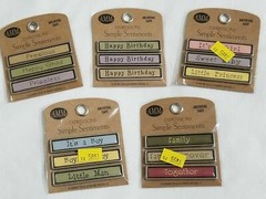 NEW Lot 5 All My Memories Simple Sentiments Metal Words Baby Family Birthday -D