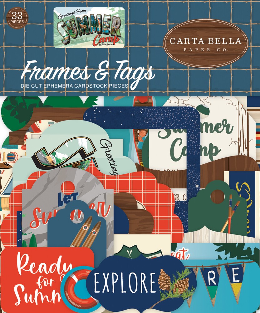 1 Pack Carta Bella Paper SUMMER CAMP Frames & Tags Die-Cut Ephemera