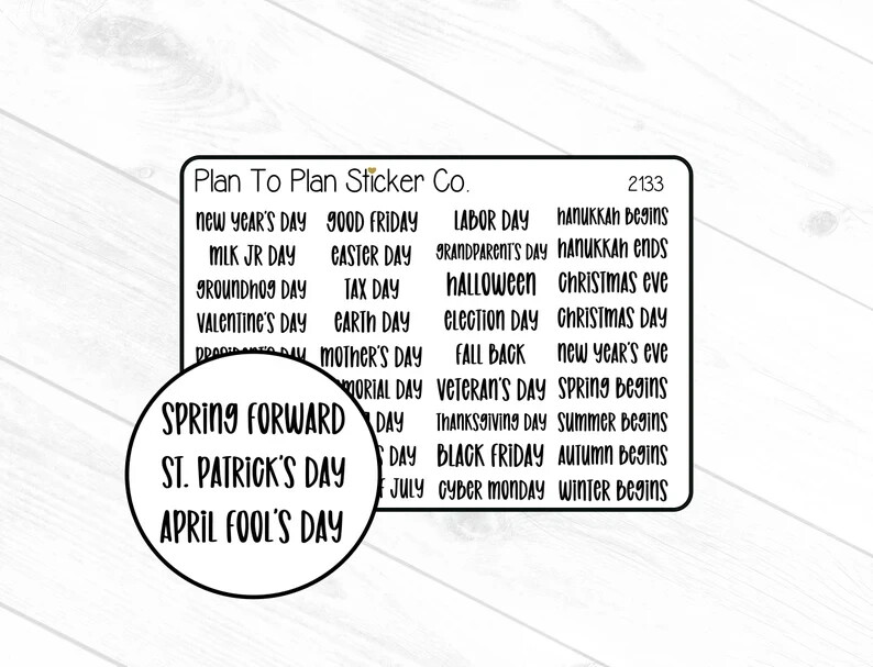 2133~~US Holidays Script Planner Stickers.