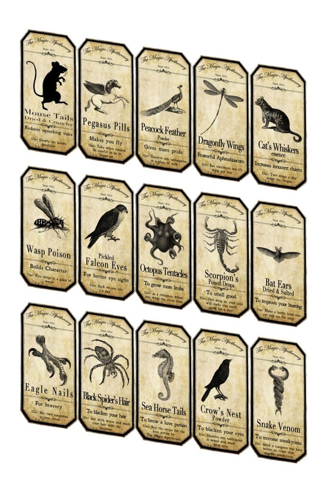 HALLOWEEN 15 ANIMAL STICKERS GLOSSY LAMINATED 3″ x 1 3/8″ CUT AND READY TO USE