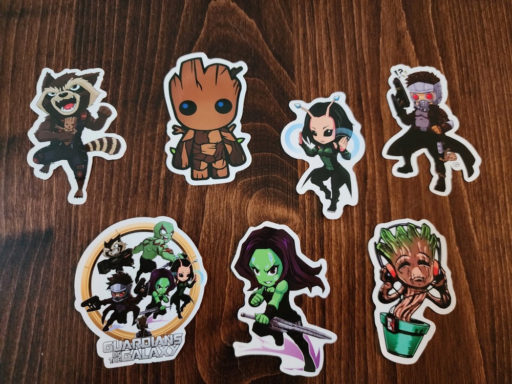 Lot Of 7 – Guardians Of The Galaxy Stickers- New