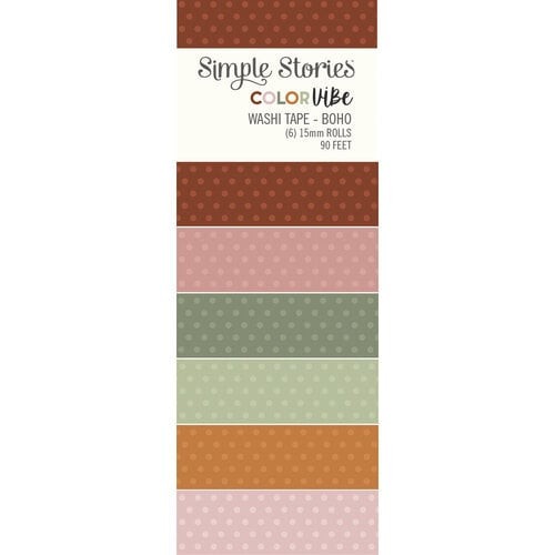 SIMPLE STORIES WASHI TAPE 4 PKGS OF 6 ROLLS EACH – BOHO COLOR VIBES