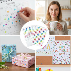 1350 Pcs 0.3″ Small Star Stickers for Reward 10 Colors Holographic Stickers for
