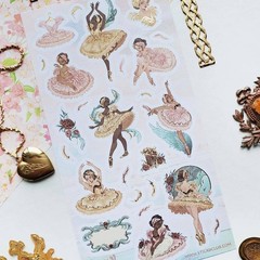 STICKII Ballet Beauty Sticker Sheet – Gold Foil Ballerina Planner Stickers