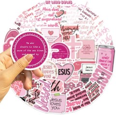 50Pcs Bible Verse Stickers Pink Christian Decals Motivational Sticker Pack, Posi