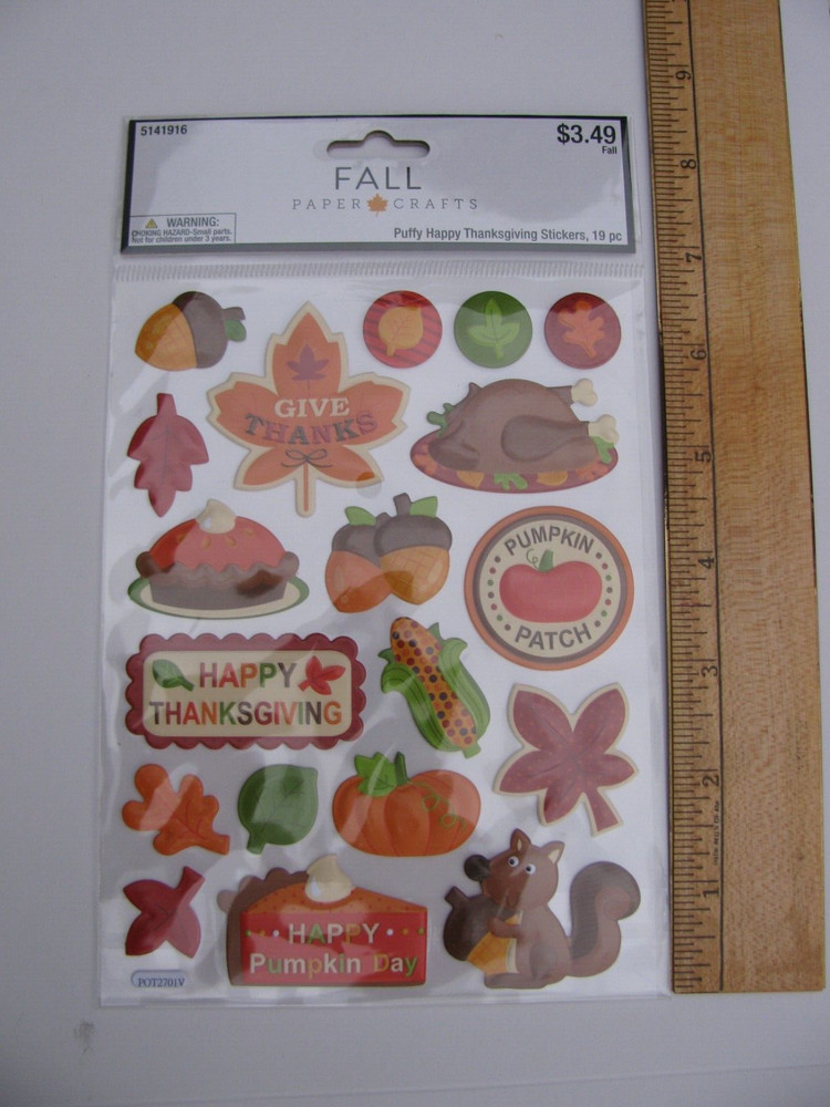 Hobby Lobby PUFFY HAPPY THANKSGIVING STICKERS 19 Pieces NIP