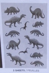 American Greetings Stickers Prehistoric Dinosaur Skeletons Bones 10 Shts 129 Pcs