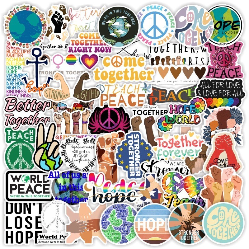 50pcs BLM Stickers, Human Rights World Peace Together Waterproof, 035