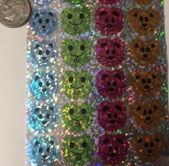 PRISMATIC ANIMAL FACE Stickers(48pc) 2-3/4″x 7-1/2″Panda•Frog•Cat•Mouse •Sparkle