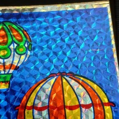Vintage 80s Prismatic Stickers Razzle Dazzle Hot Air Balloons Hallmark 1 Sheet
