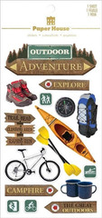Die-Cut Dimensional & Foil Accent Travel Scrapbook Sticker Sheet – Outdoor Adven