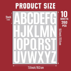 10 Sheet Letter Stickers – 2 Inch White Vinyl Self Adhesive Alphabet Stickers St