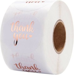1000Pcs 1.5″ Thank You Stickers, Rose Gold Foil Fonts Thank You Stickers 2 Rolls