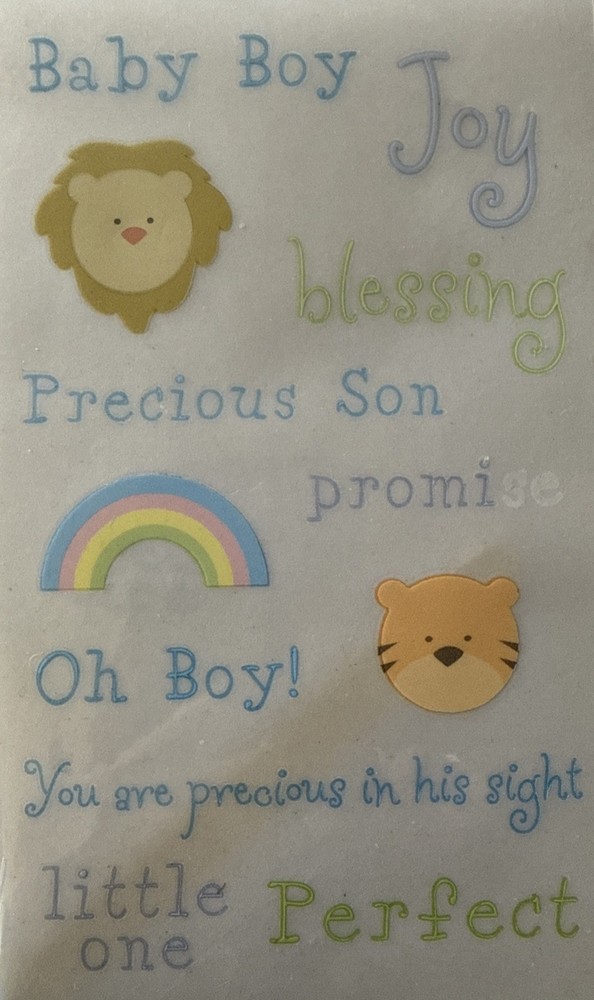 BABY BOY Rub-On Transfers (4-1/4”x 7”)Little One•Kids •Animals•Lion•Card Making•