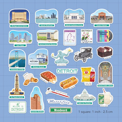 Driven Detroit City Travel Stickers – Hand-Illustrated Gouache, Matte, Die Cut –
