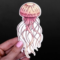 Jellyfish Sticker – Waterproof Vinyl Ocean & Sea Life Decal – Laptops & Crafts