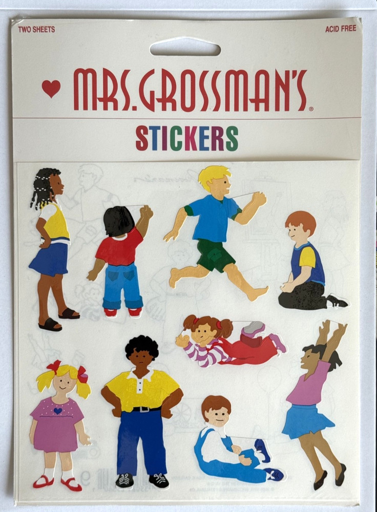 Vintage Mrs. Grossman’s Stickers KIDS PLAYING 1999 -Retired – Boy Girls