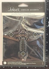 JOLEES JEWELED ACCENTS 56-40064 CROSS CRYSTAL & METAL IRON ON WITH SWAROVSKI