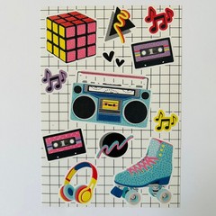 VINTAGE RETRO Sticker Sheets Y2K Hip Top Sneakers Chucks Tennis Shoes Cassettes