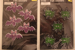 Halloween Felt Stickers 2 Pack Bats Spiders 5 Count Each Googly Eyes Craft Decor