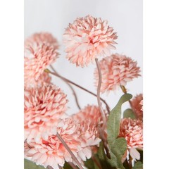 5 Pcs Artificial Pink Pompon Mums Small Flowers, 20″ Faux Silk Chrysanthemum …