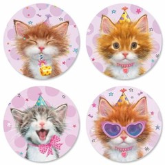 11″ x 3 5/8″ Sheet of 12 BIRTHDAY KITTEN KITTY CAT Card Seals #8 USA MADE