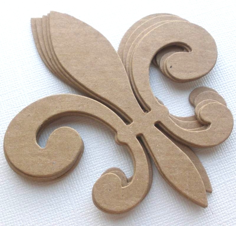 {3} *FLEUR DE LIS* Unfinished Bare Chipboard Die Cuts – 3 1/2″ x 4″